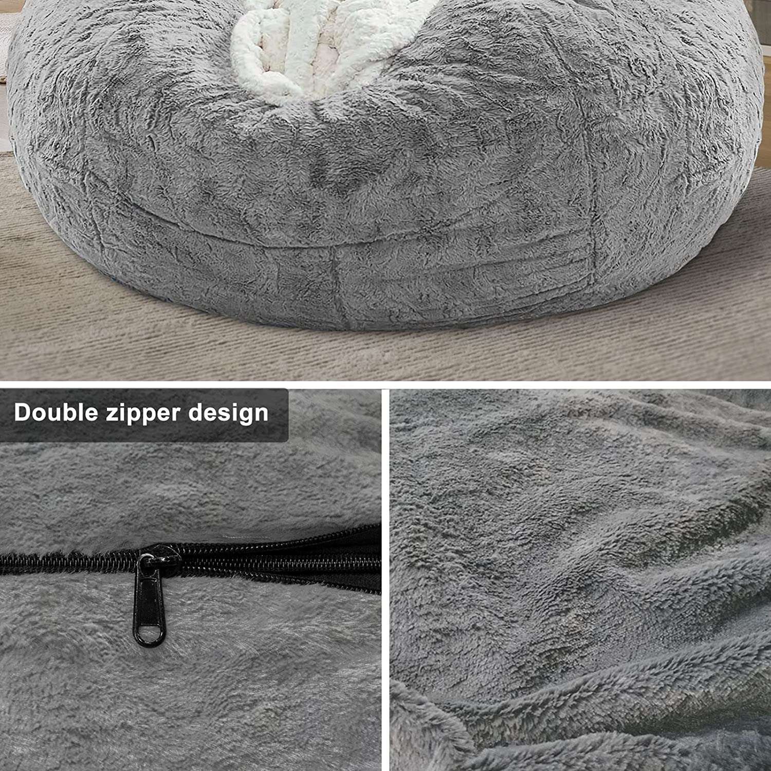 Soft PV Fleece Bean Bag Cover With Double Zipper