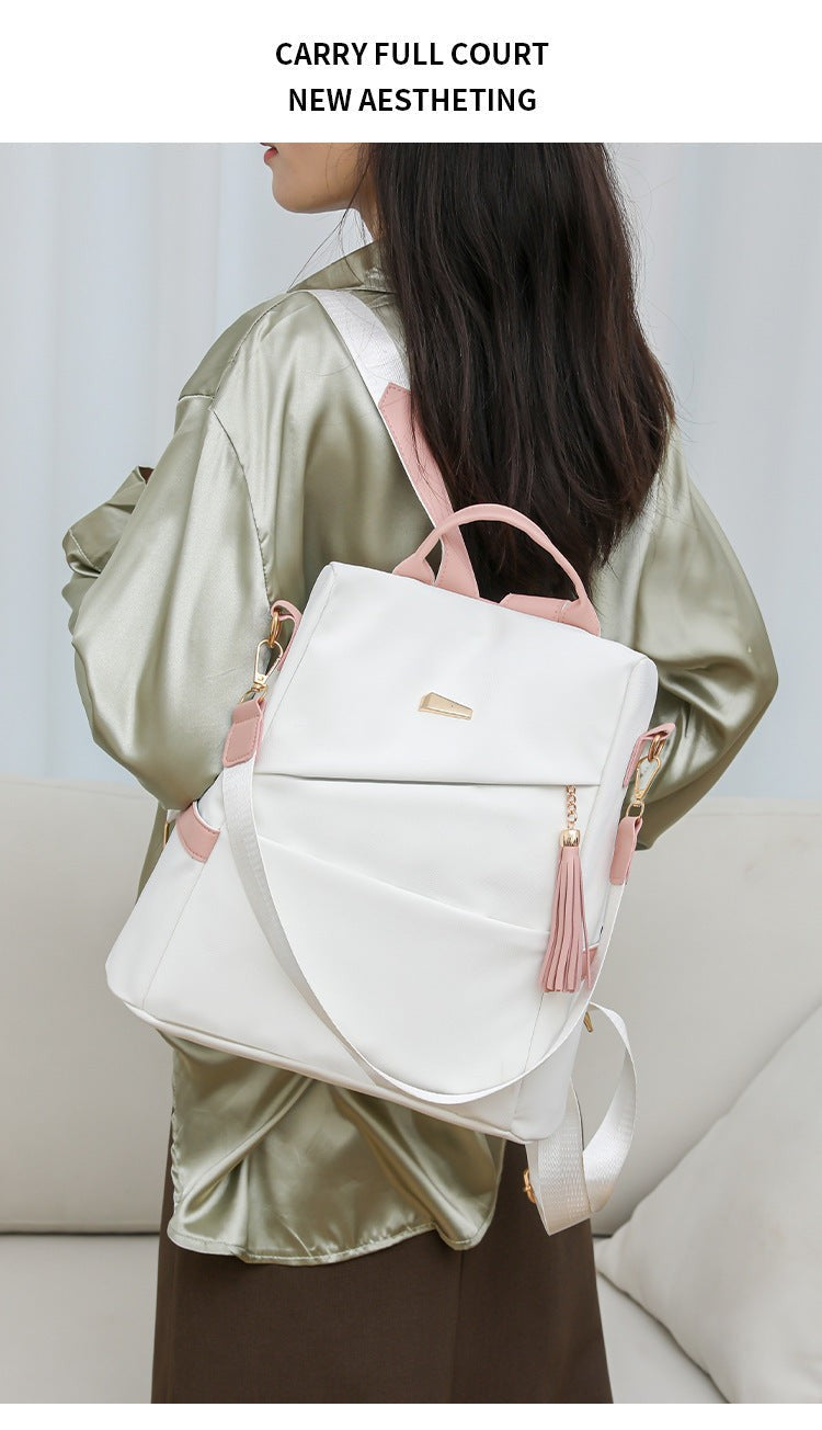 Womens Anti Theft PU Travel Rucksack with Back Zipper Pocket