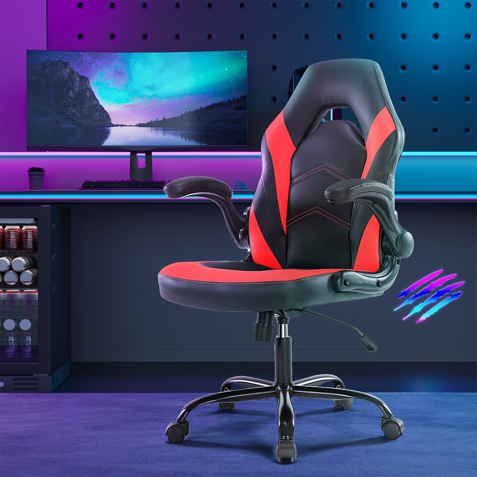 Gaming Chair Ergonomic PU Leather S Back Rocking Adjustable