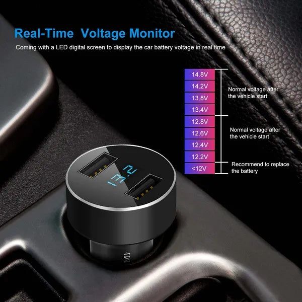 Dual USB Car Charger 3.1A Fast Charge LED