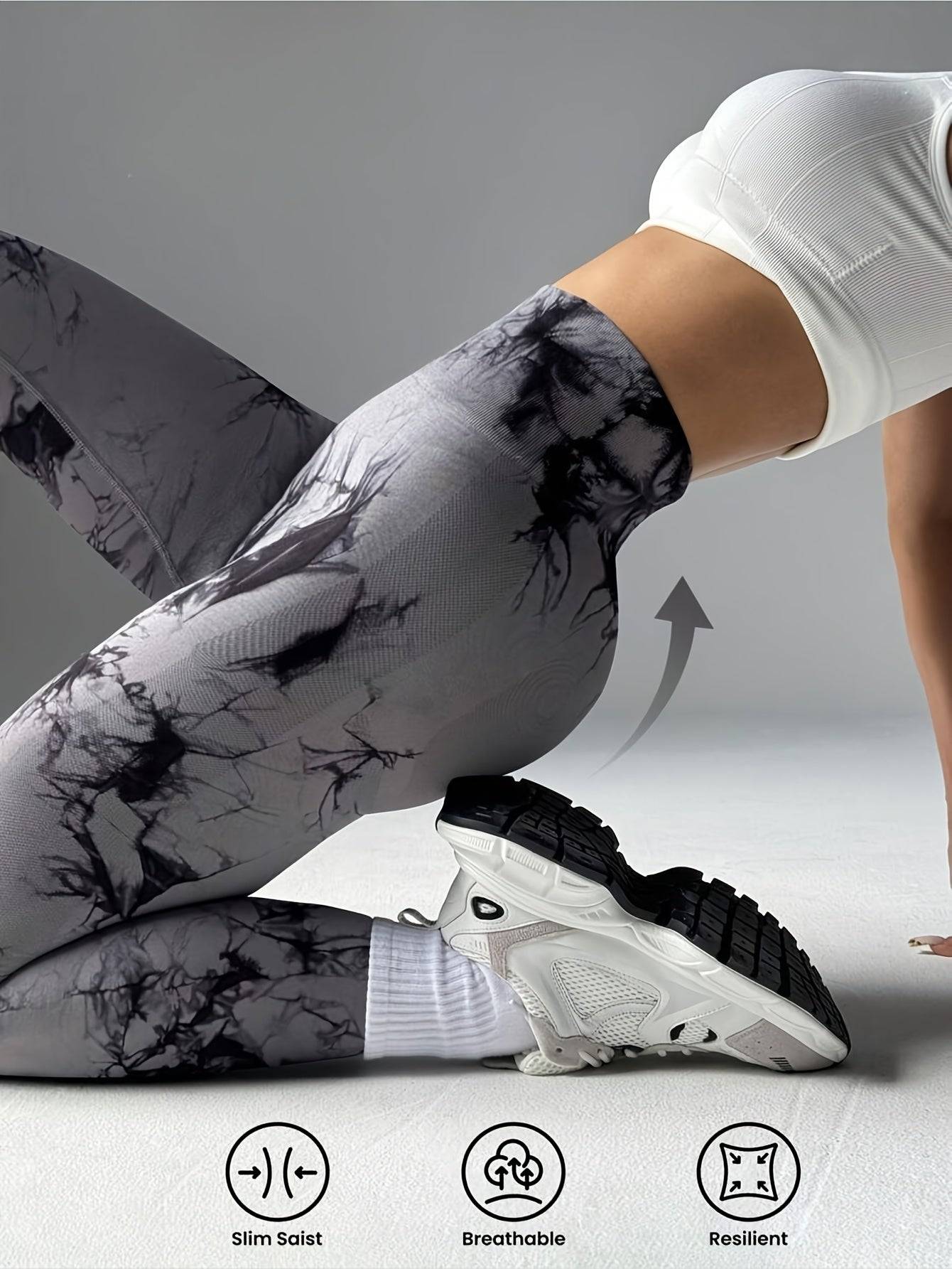 3-Pack Women's High-Waisted Tie-Dye Leggings, Seamless Butt-Lifting Tummy Control Pants with Wide Waistband, Compression Fit for Gym and Daily Wear