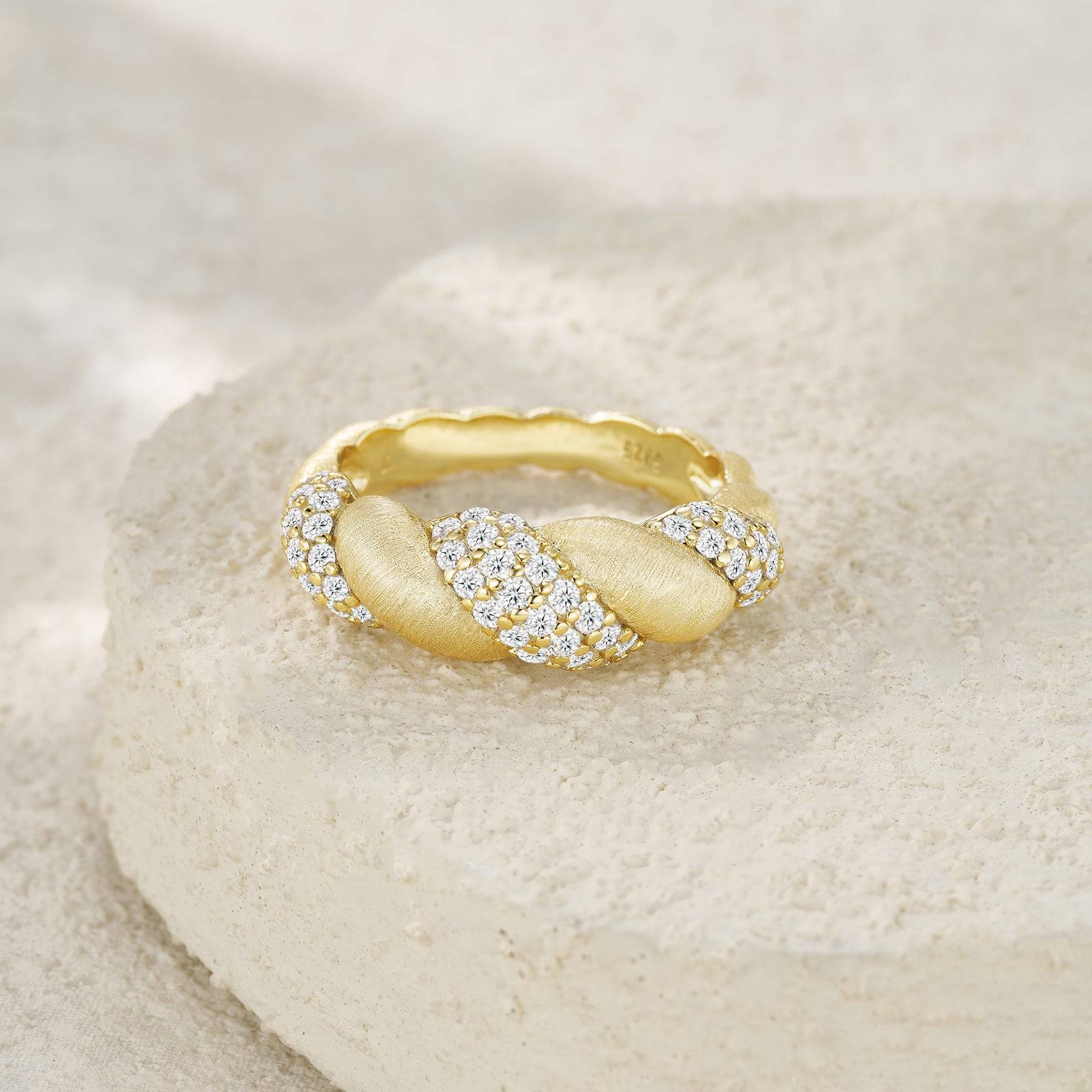 Sterling Silver Ring with Gold Plating and Moissanite