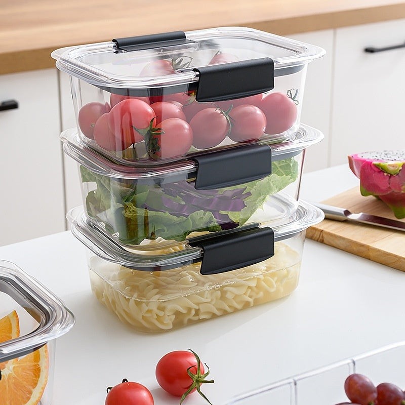 Transparent Food Storage Container Plastic Square Fresh-Keeping Jar for Kitchen Cereals and Dry Goods