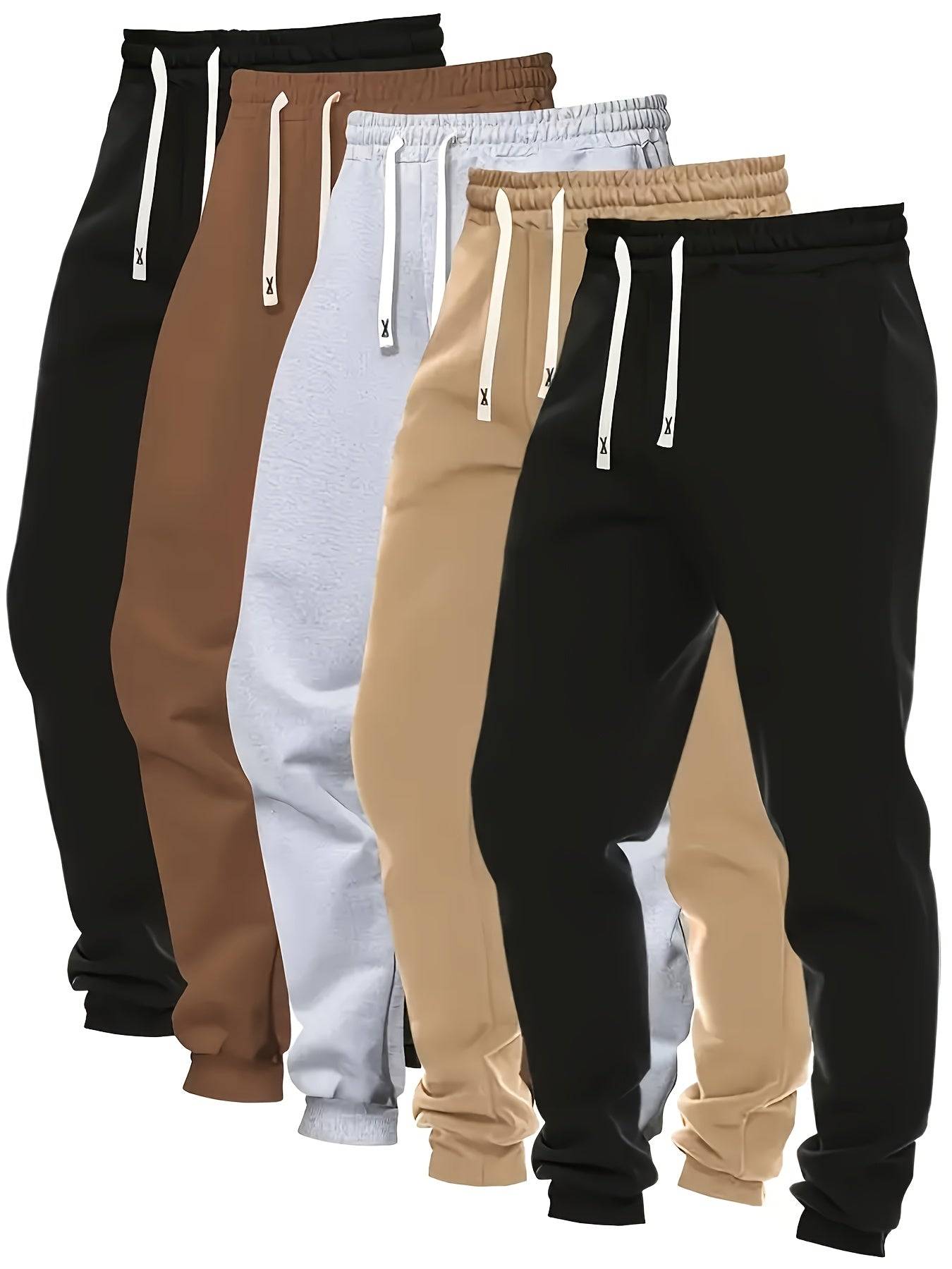 Men’s Jogger Pants 5-Pack – Elastic Waist, Drawstring, Casual Fit for Sports & Streetwear