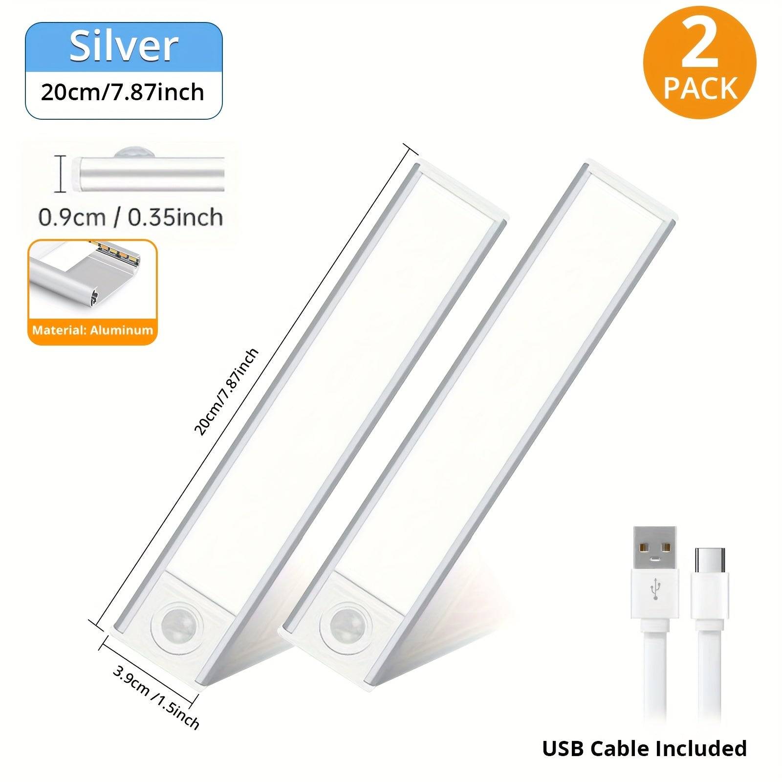 2/4pcs Motion Sensor Cabinet Lights Rechargeable Stick-On Fixtures with 3 Color Modes Magnetic Wireless LED for Closet & Kitchen