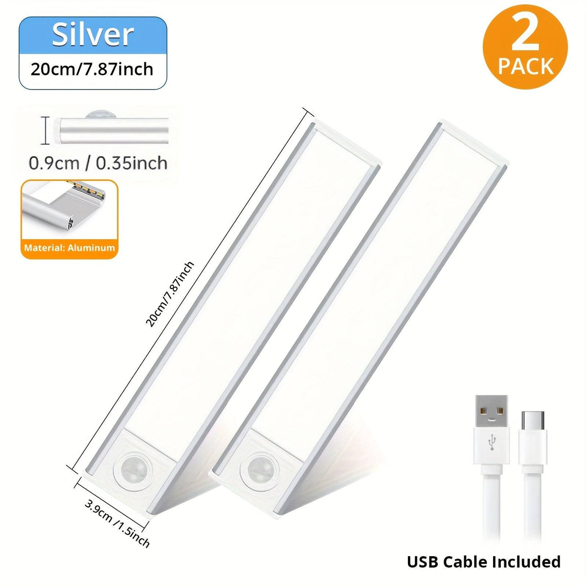 2/4pcs Motion Sensor Cabinet Lights Rechargeable Stick-On Fixtures with 3 Color Modes Magnetic Wireless LED for Closet & Kitchen