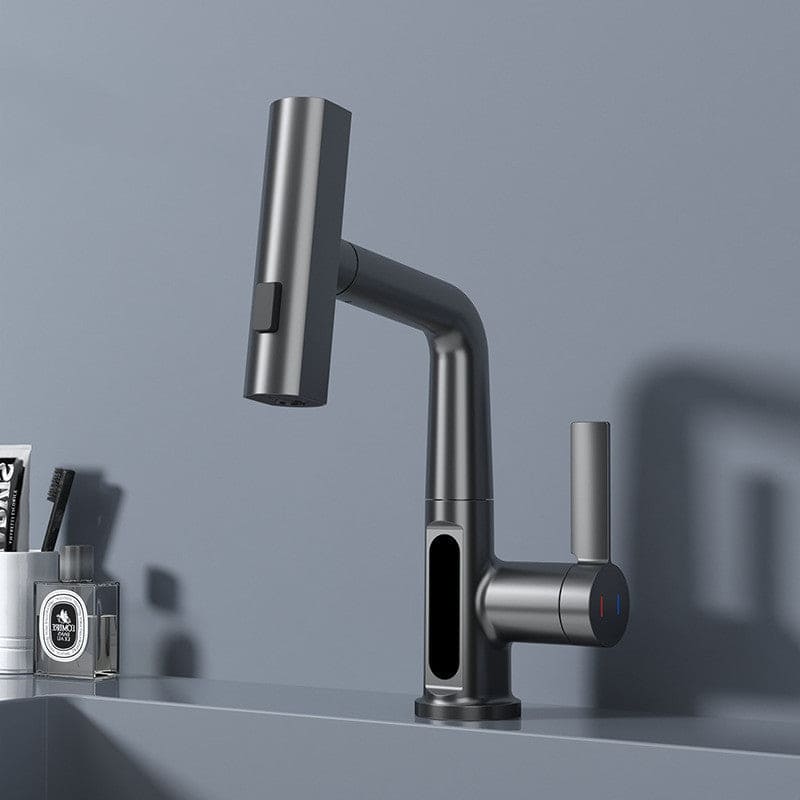 Intelligent Digital Display Faucet Pull-out Basin Faucet Temperature Digital Display Rotation - PMMNAPOLES