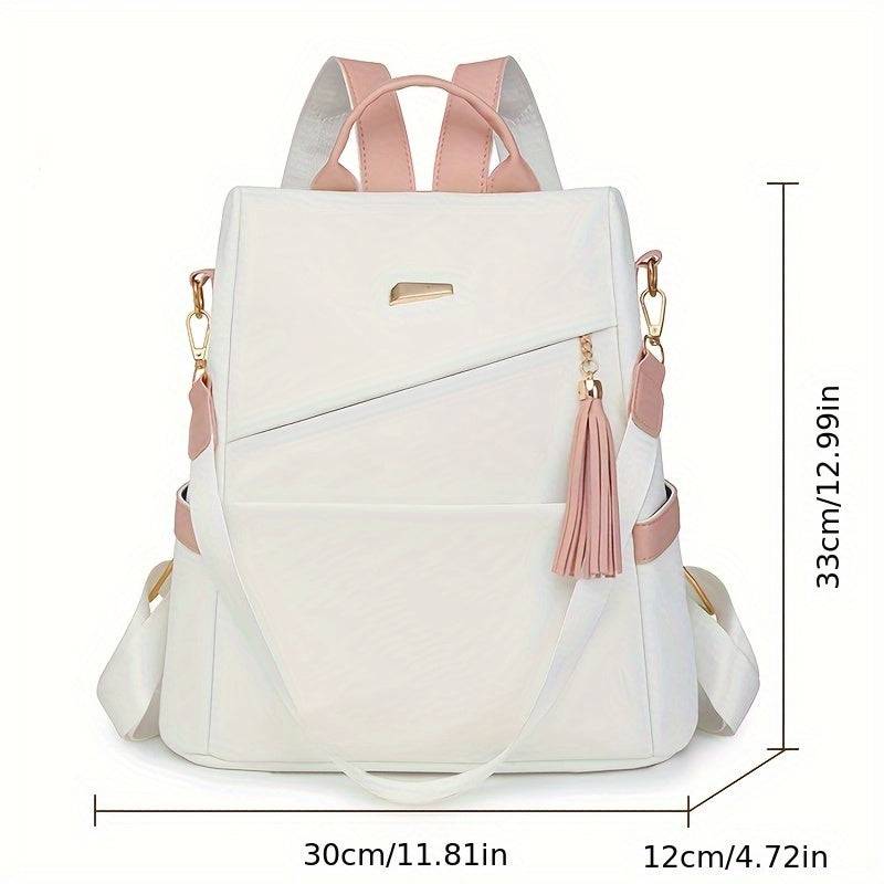 Women's Anti-Theft Travel Backpack, Lightweight PU Bag with Large Capacity, Adjustable Straps and Tassel Details, Stylish Design for Daily Use