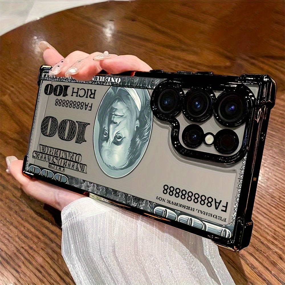 US Dollar Bill Phone Case Transparent Soft Cover for Samsung Galaxy S25/S24/S23/S22/S21 FE Ultra Plus 4G/5G with Drop Protection