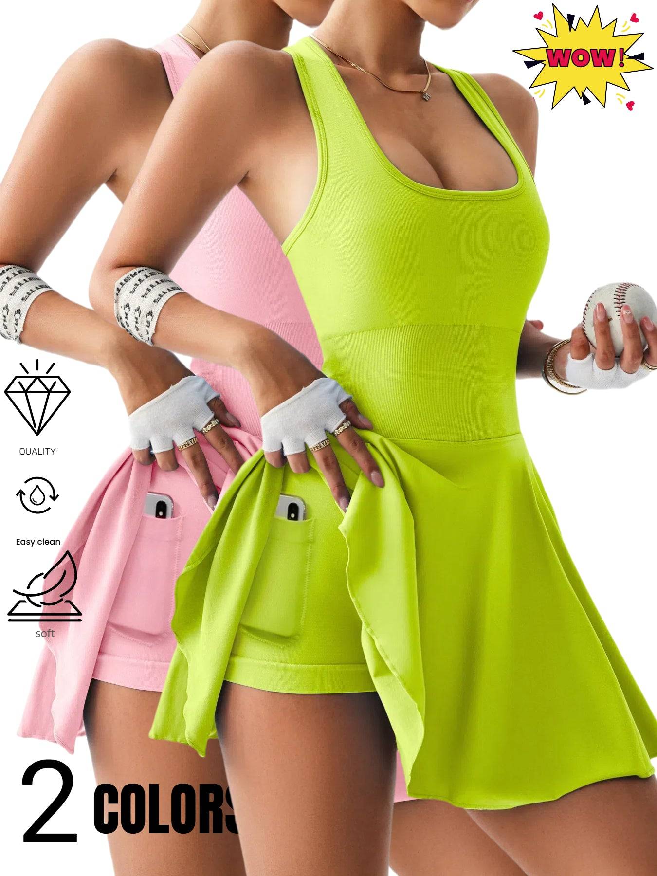 Womens High Waist Stretch Dress Two Pack For Active Wear