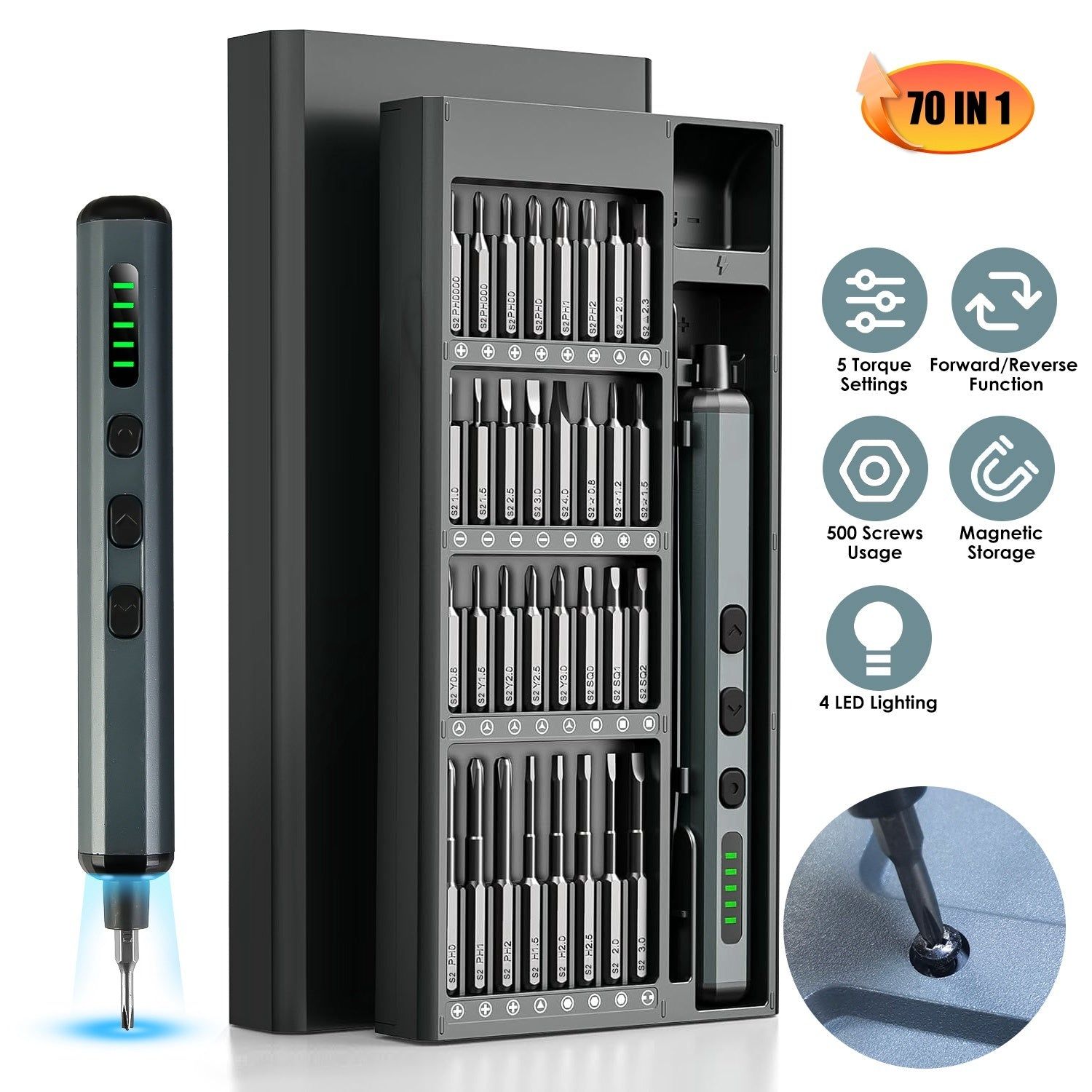 Electric Screwdriver 70 in 1 Precision Repair Tool Kit