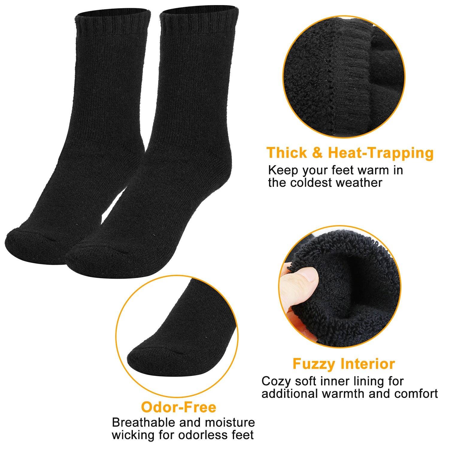 3 Pack Mens Heating Socks with Thermal Fleece