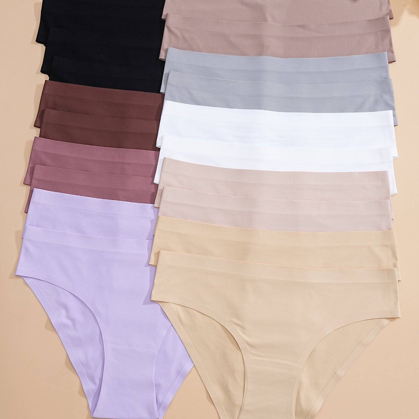 20pcs Women’s Seamless Low Waist Panties, Solid Color Soft Brief Underwear, Comfortable Everyday Lingerie