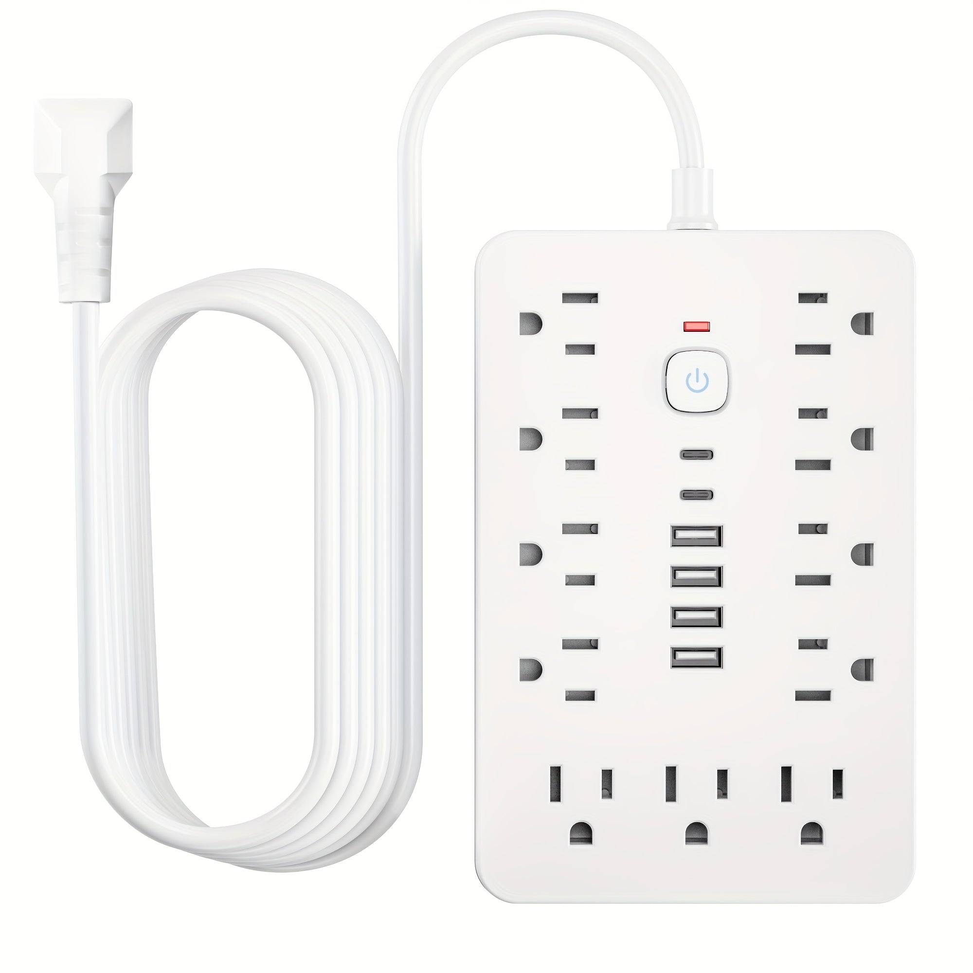 17-in-1 Power Strip Surge Protector 11 AC Outlets, 4 USB & 2 USB-C Ports Compact Design with Overload Protection