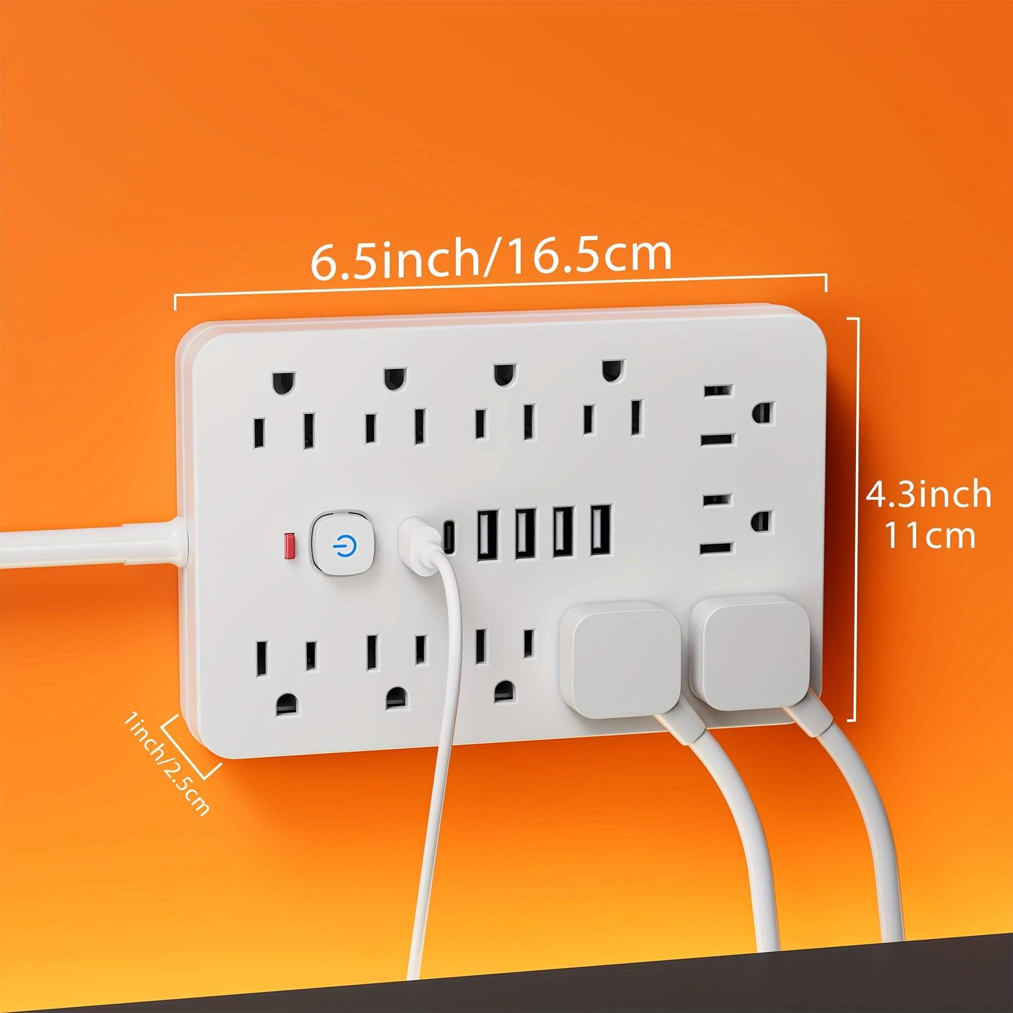 17-in-1 Power Strip Surge Protector 11 AC Outlets, 4 USB & 2 USB-C Ports Compact Design with Overload Protection