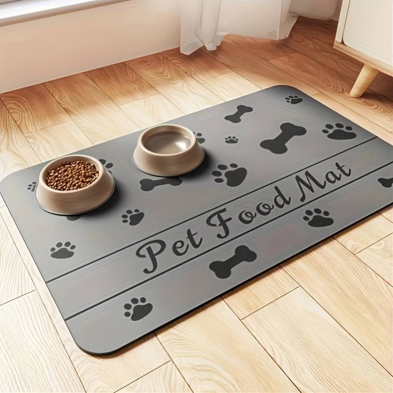 Non-slip quick-drying rubber pet feeding mat for food and water bowls, waterproof and stain-resistant dog placemat