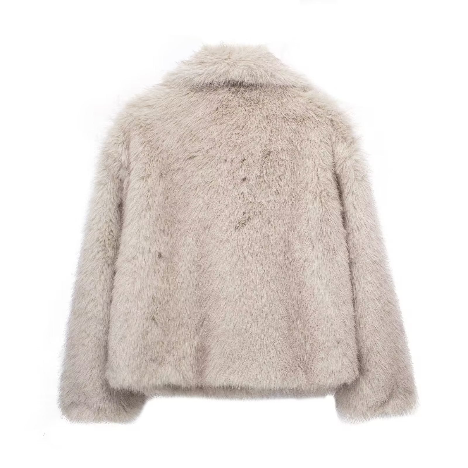 Women’s Winter Plush Coat Warm Thick Fluffy Lapel Jacket Long Sleeve Casual Outerwear