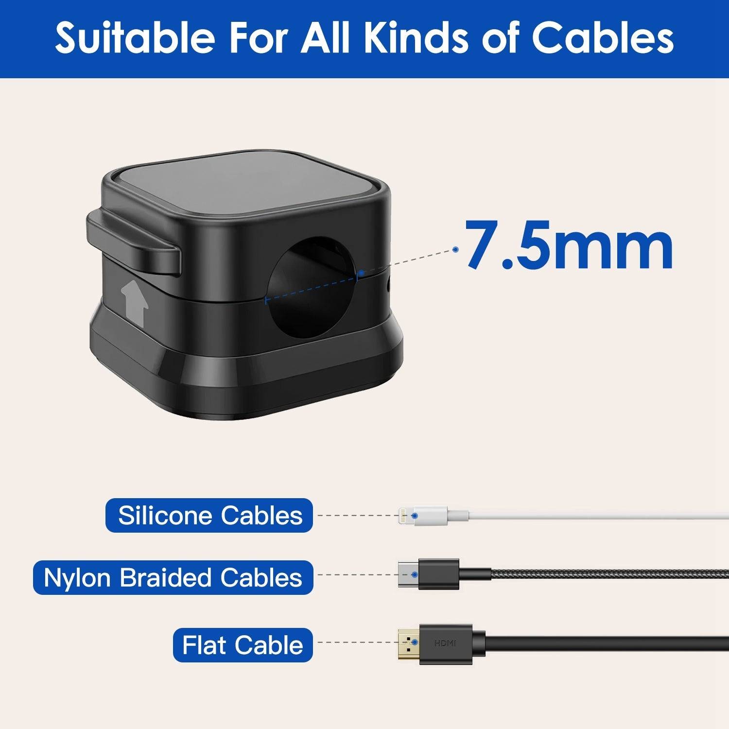 Magnetic Cable Management Clips Organizer Compact 6 Pack