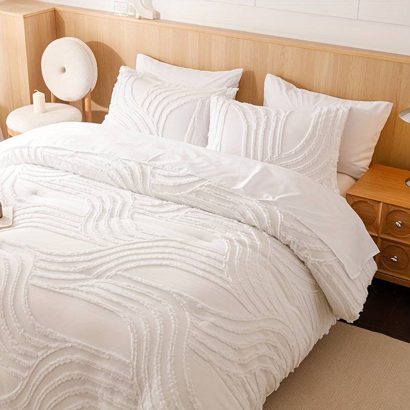 Boho Tufted Velvet Quilt Set – 2/3-Piece Microfiber Comforter & Pillowcases for Queen/King Bed