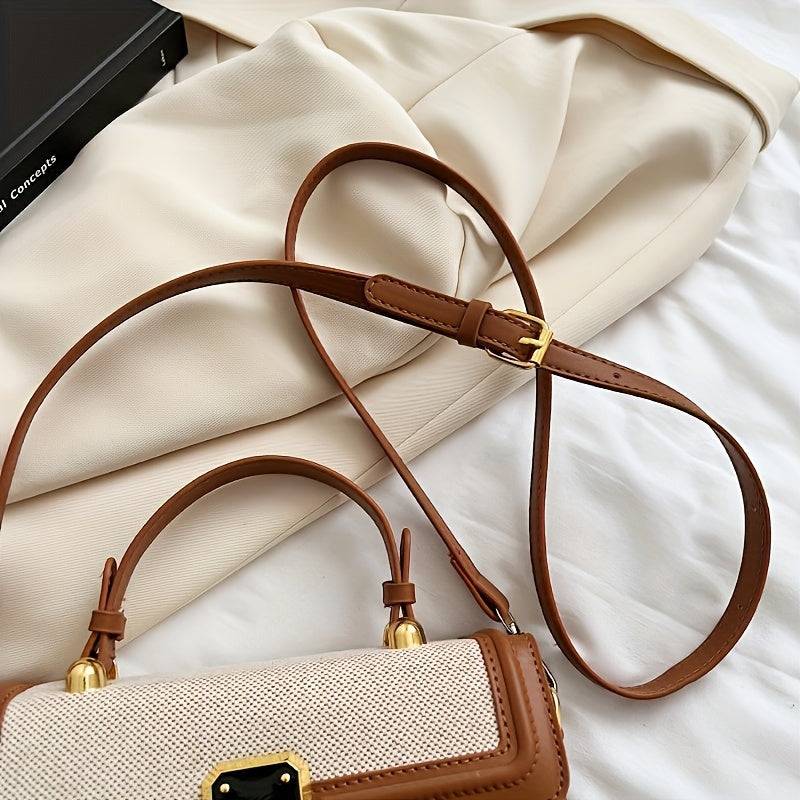 Vintage Black Crossbody Bag for Women Adjustable Strap, Flip-Top Closure, Polyester Lining for Everyday Use