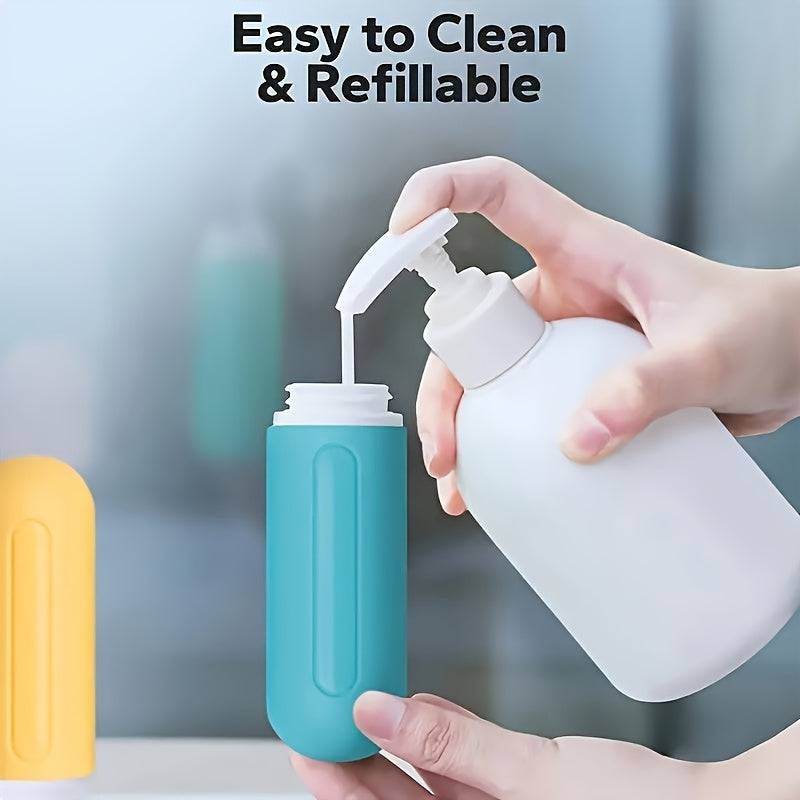 Silicone Travel Bottles Set 3oz (4-Pack), Refillable Leak-Proof Toiletry Containers for Shampoo, Conditioner and Liquids, TSA Approved