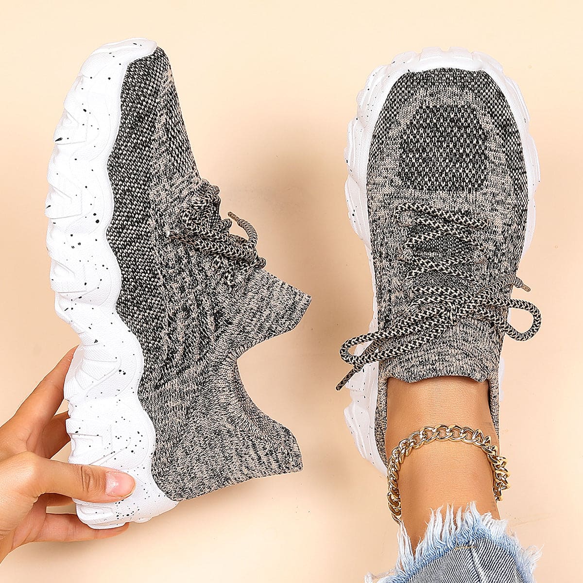 Women's Simple And Breathable Fly Woven Socks And Shoes - PMMNAPOLES