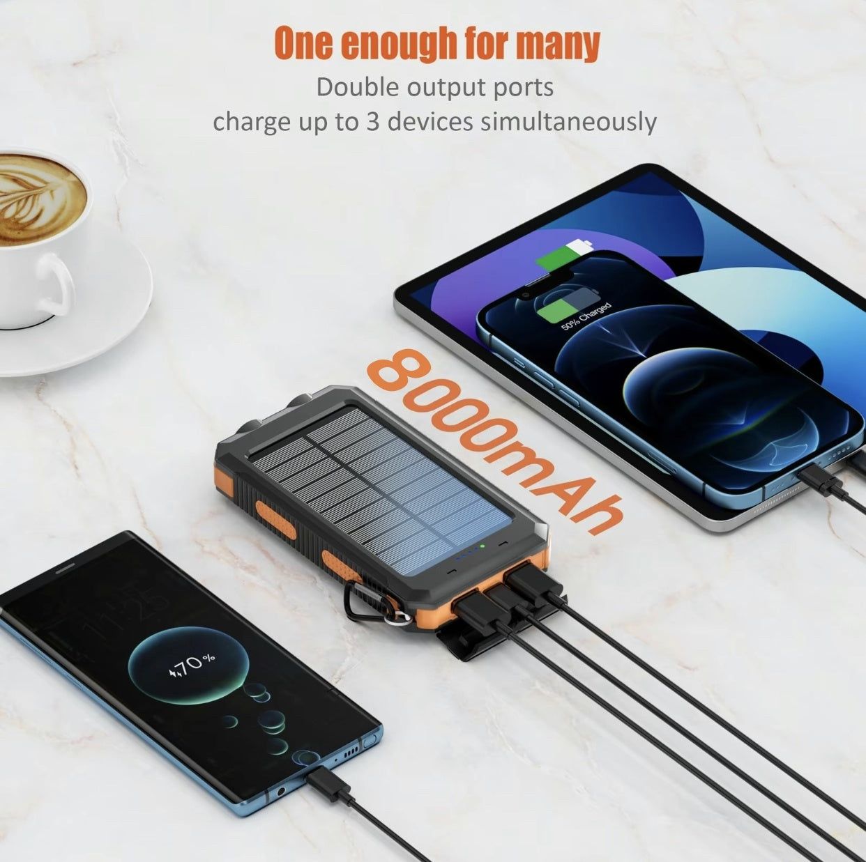Solar Portable Charger with Dual USB and Flashlight