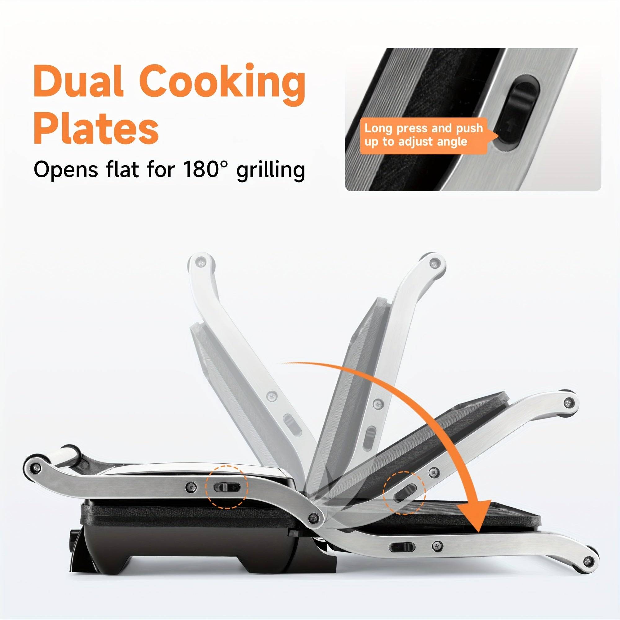 Electric 3-in-1 Panini Press Grill – Non-Stick Plates, 180° Opening & Floating Hinge for Versatile Indoor Cooking