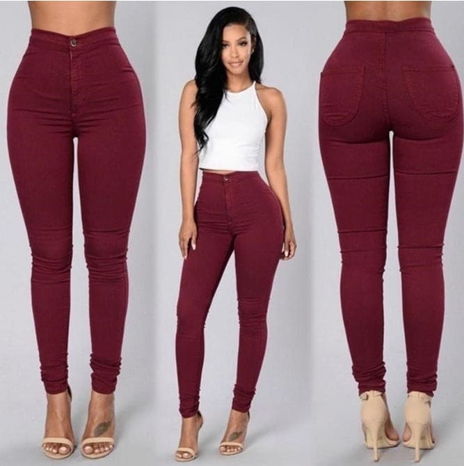 Casual Pants For Women High Waist Stretch Slim Trouser Skinny Candy Color - PMMNAPOLES