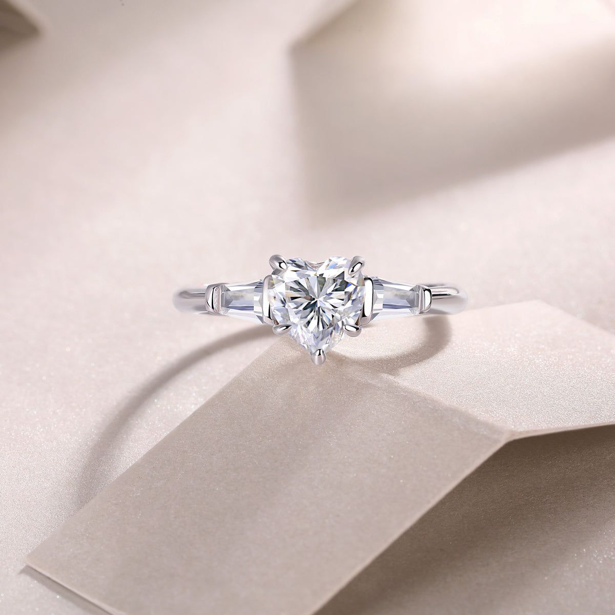 S925 Silver Heart Moissanite Ring Elegant Design
