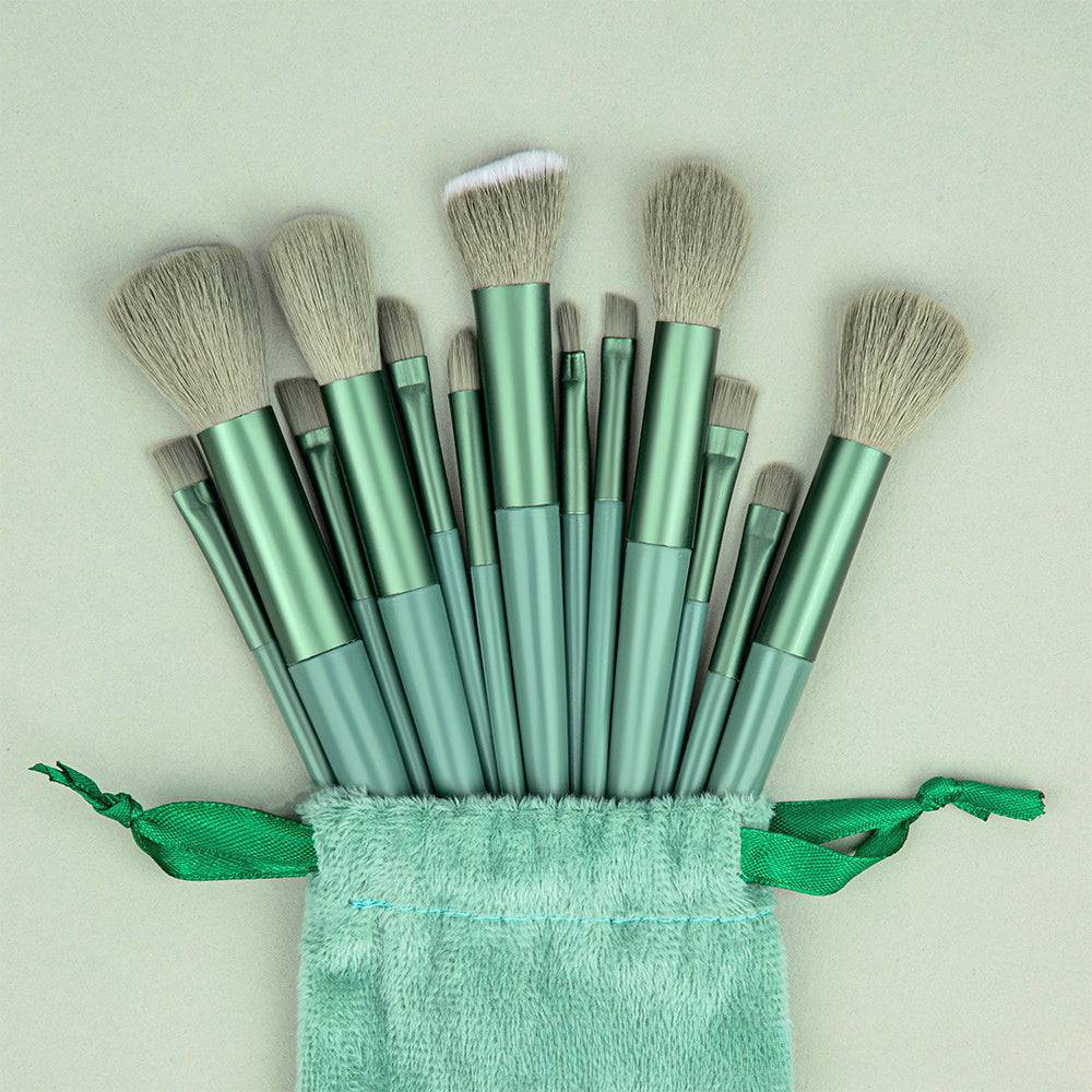 13-Piece Luxury Oval Makeup Brush Set with Soft Nylon Bristles, ABS Handles and Travel Bag, Professional Beauty Tools for Blending and Eyeshadow