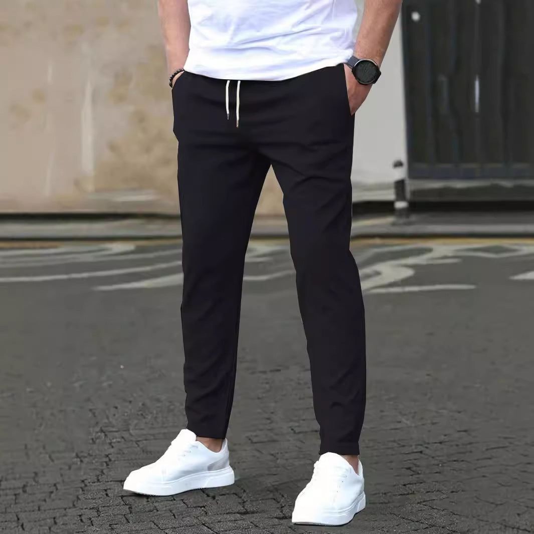 Mens Straight Leg Cropped Pants with Slim Fit Design