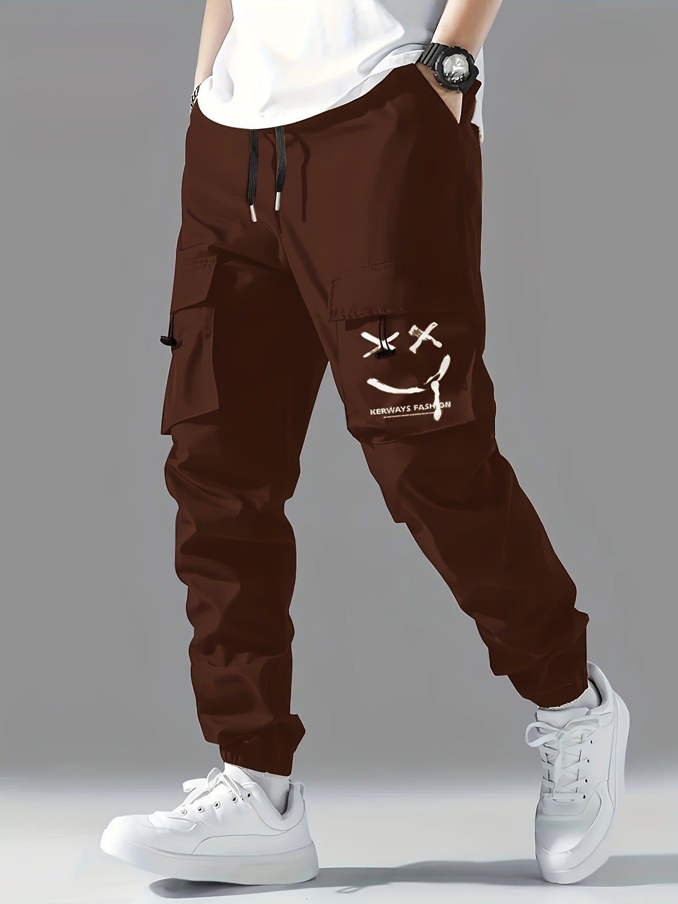 Mens Straight Leg Ankle Tie Durable Workwear Pants Everyday