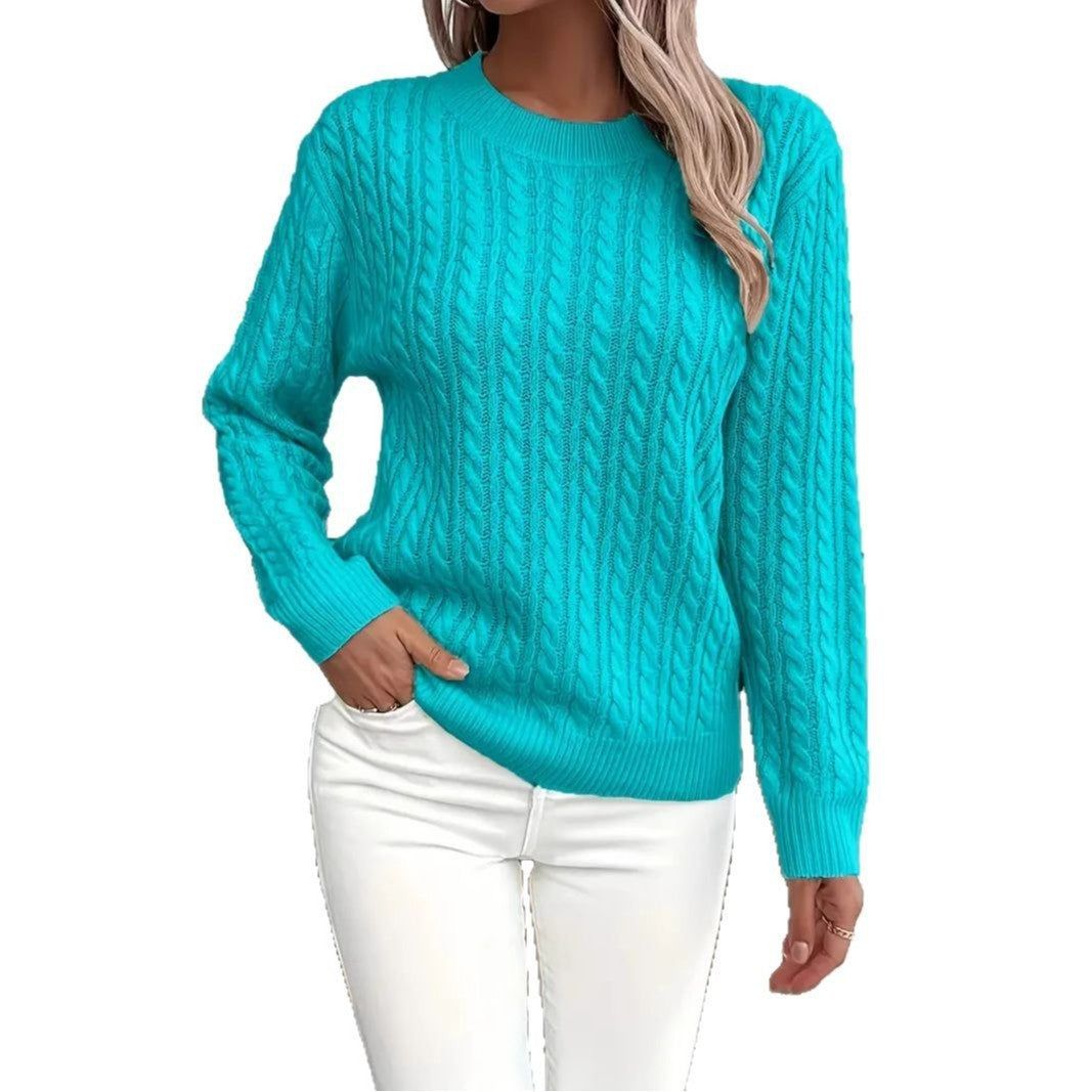 Classic Twist Sweater Round Neck Long Sleeve Pullover
