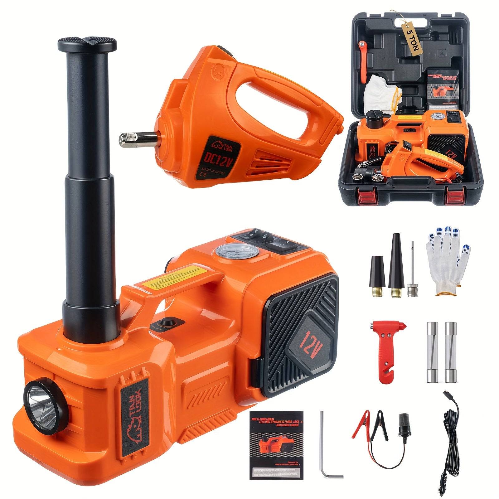 5 Ton Electric Hydraulic Car Jack with Impact Wrench – Portable Lift with Air Pump for SUV, MPV & Truck Tire Change