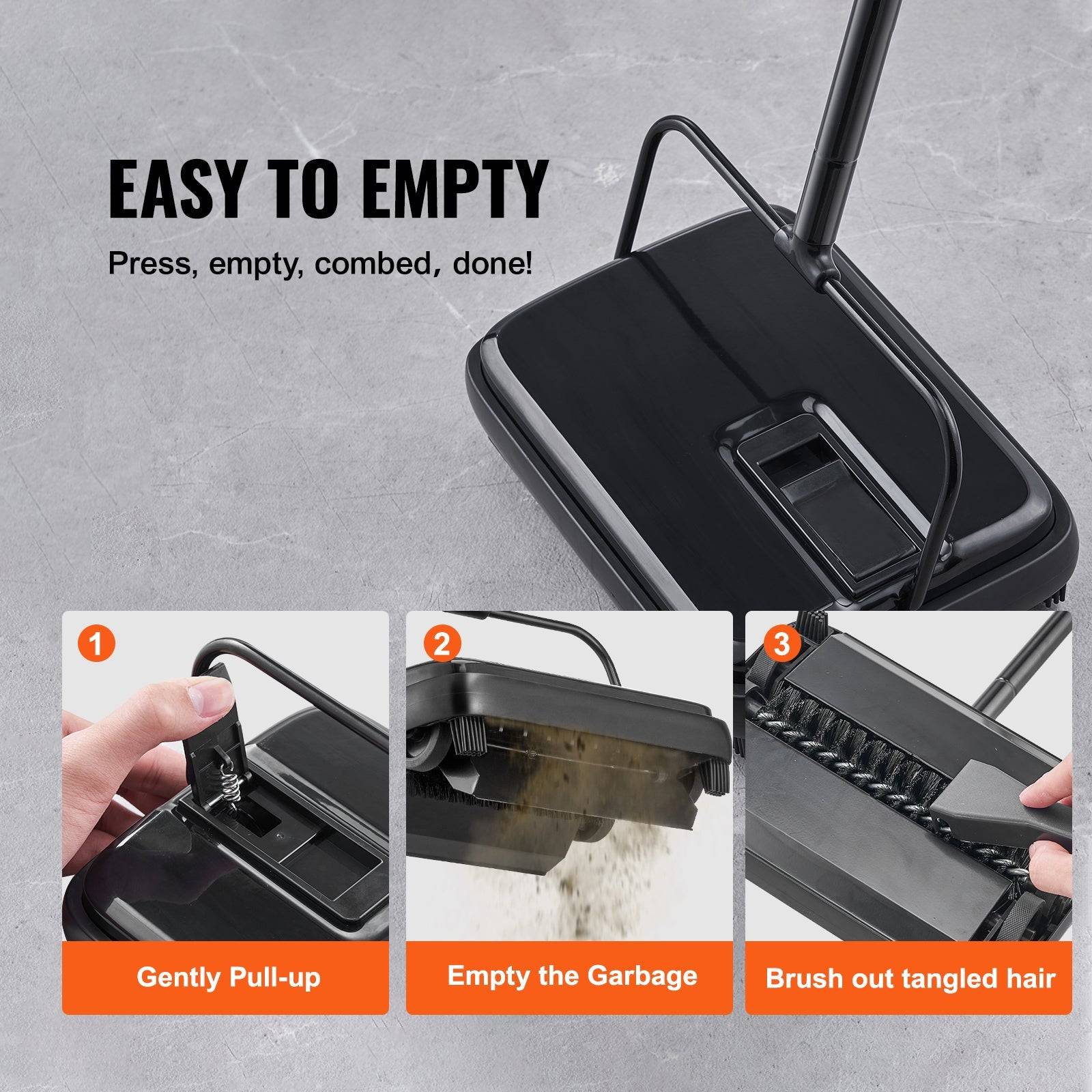 Manual Carpet Sweeper Compact Design for Pet Hair