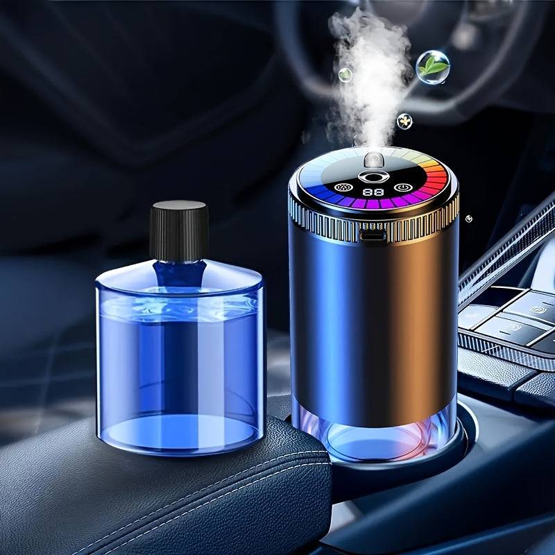 Smart Car Air Freshener with Dynamic Light Show & Starry Sky Mode Essential Oil Diffuser with Adjustable Fragrance Intensity Long-Lasting French Cologne Scent