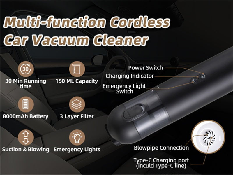 Car Vacuum Cleaner Cordless with 10kPa Suction Power