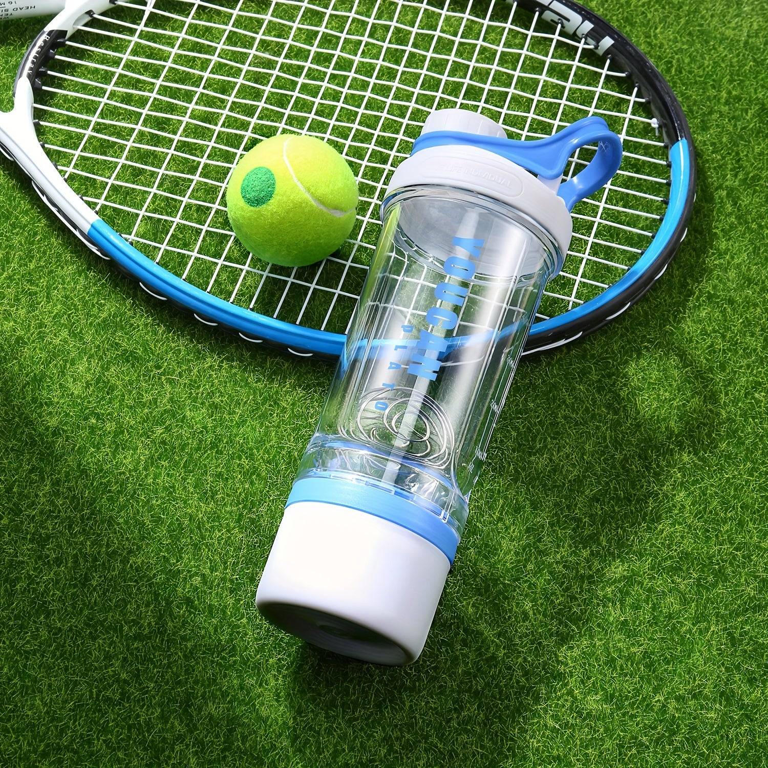 21oz Tritan protein shaker bottle BPA-free with powder container, wire whisk ball, and mixer cup for gym and shakes