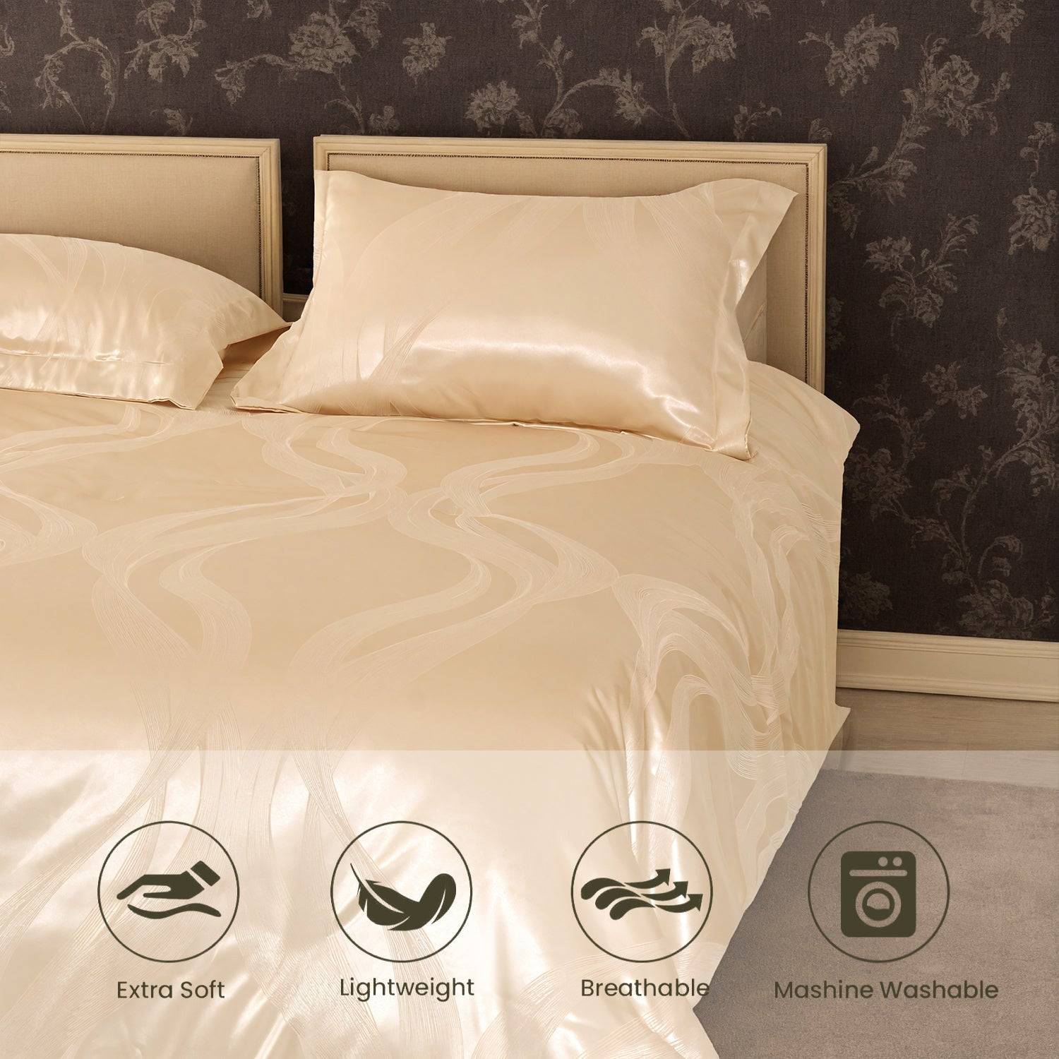 Luxury Satin Bedding Set Italian Gold Jacquard Design