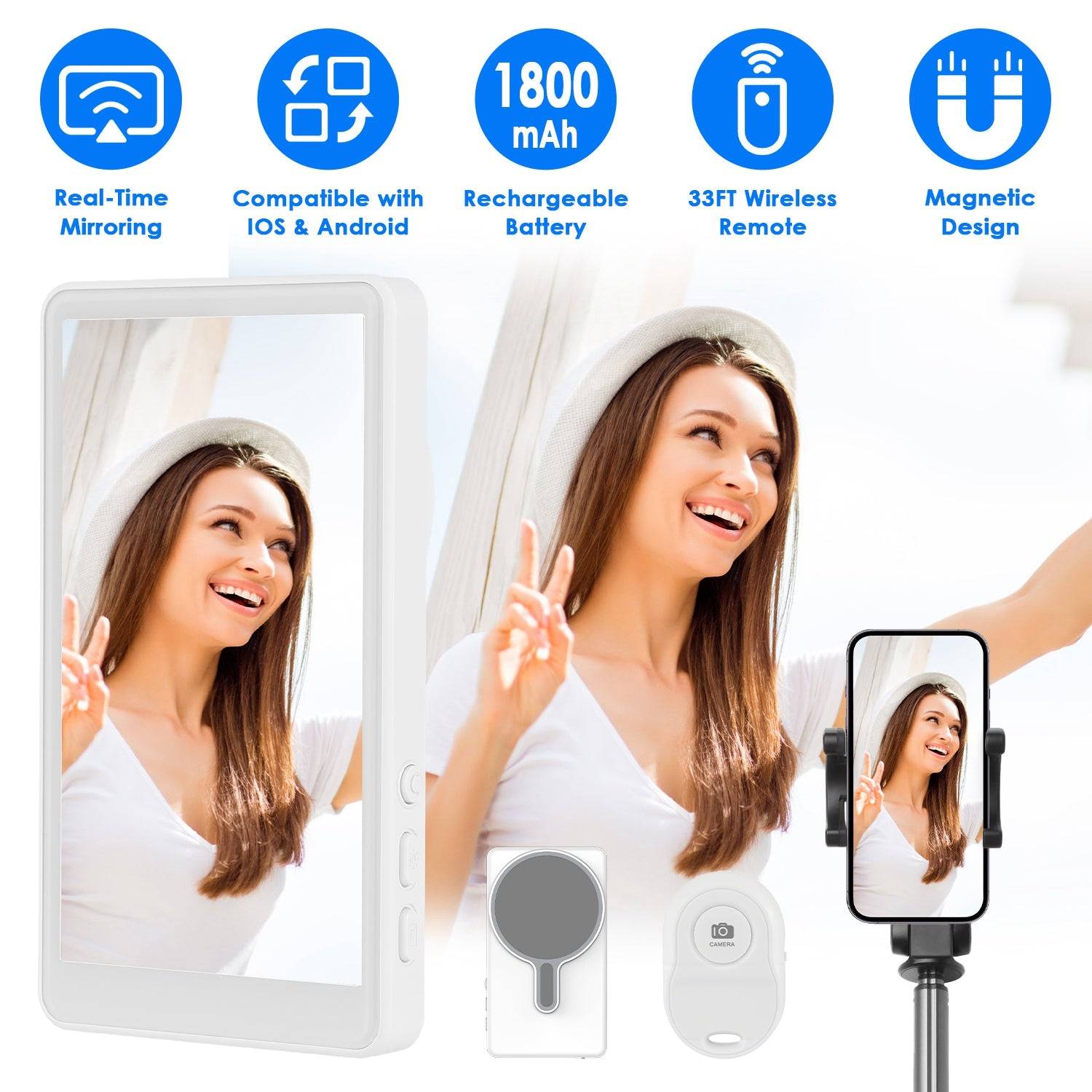 Wireless Selfie Display Monitor with 33FT Remote