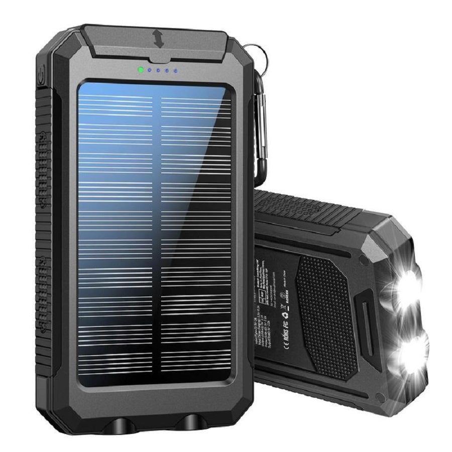 Solar Portable Charger with Dual USB and Flashlight