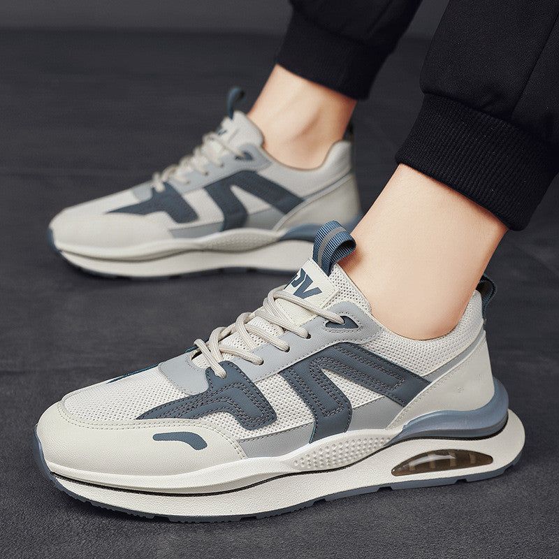 Men’s Casual Platform Sports Shoes Color Block Lace-Up Sneakers with PVC Rubber Sole Lightweight Design