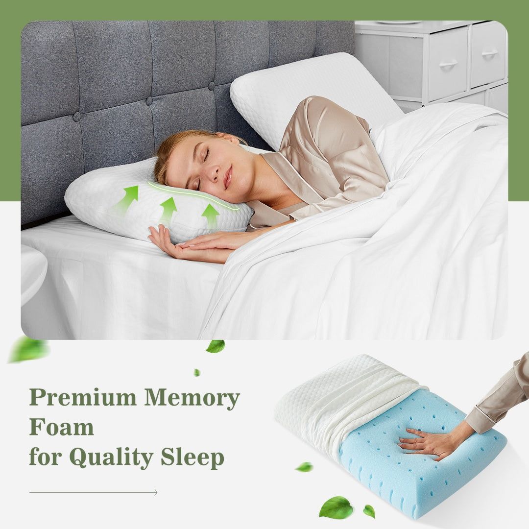 2 Pack Ergonomic Memory Foam Pillows