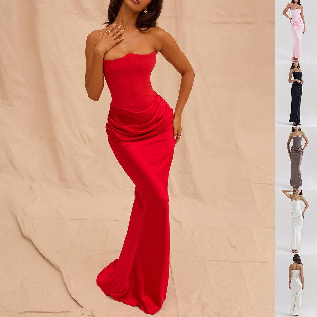 Elegant Bandeau Backless Maxi Dress for Women