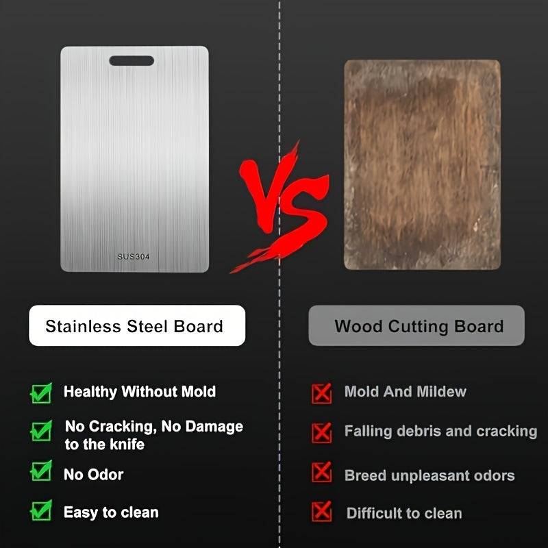 Premium Double-Sided Stainless Steel Cutting Board Food Grade Material for Kitchen & Dining Use