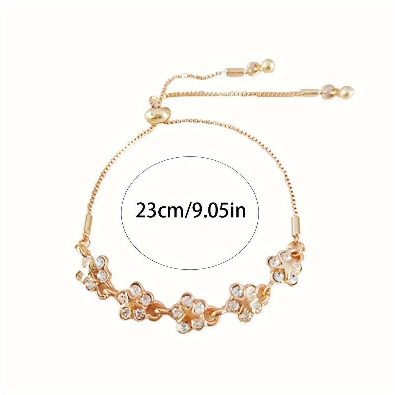 Vintage-Inspired Flower Bracelet for Women, Elegant Adjustable Zinc Alloy Design, Stylish Jewelry for Casual Wear and Gifting