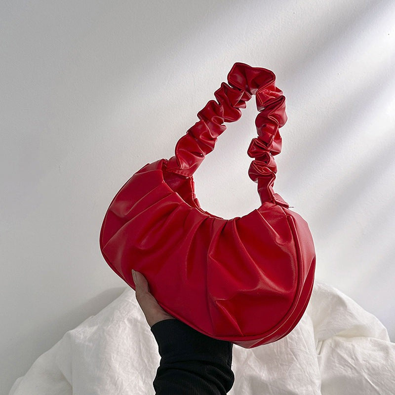 Women Cloud Pleated Shoulder Bag in Pure Color