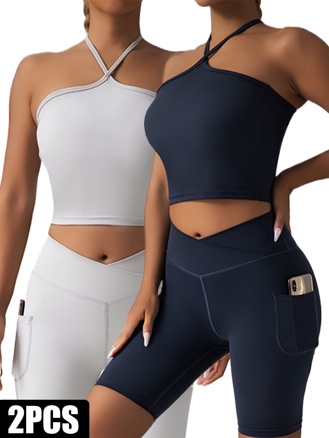 Seamless Racerback Sports Bra 2 Pack High Support Padded