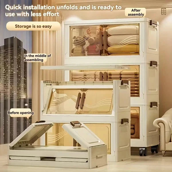 3-Tier Foldable Storage Cabinet with Portable Design